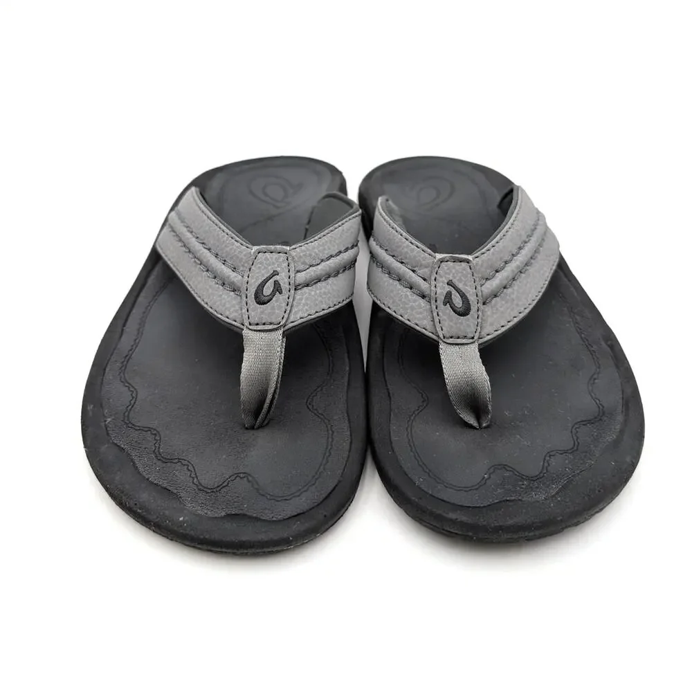 Olukai Hokua Soft Straps Flip Flop Beach Sandals Men's Black Size US8 EU41